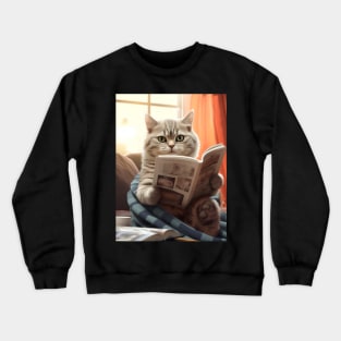 Scholarly Paws: Kitten's Quiet Afternoon Crewneck Sweatshirt